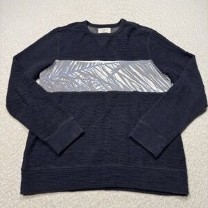 Sol Angeles Men's Sweatshirt Textured Cotton Blend Navy Blue Pullover Sz Large